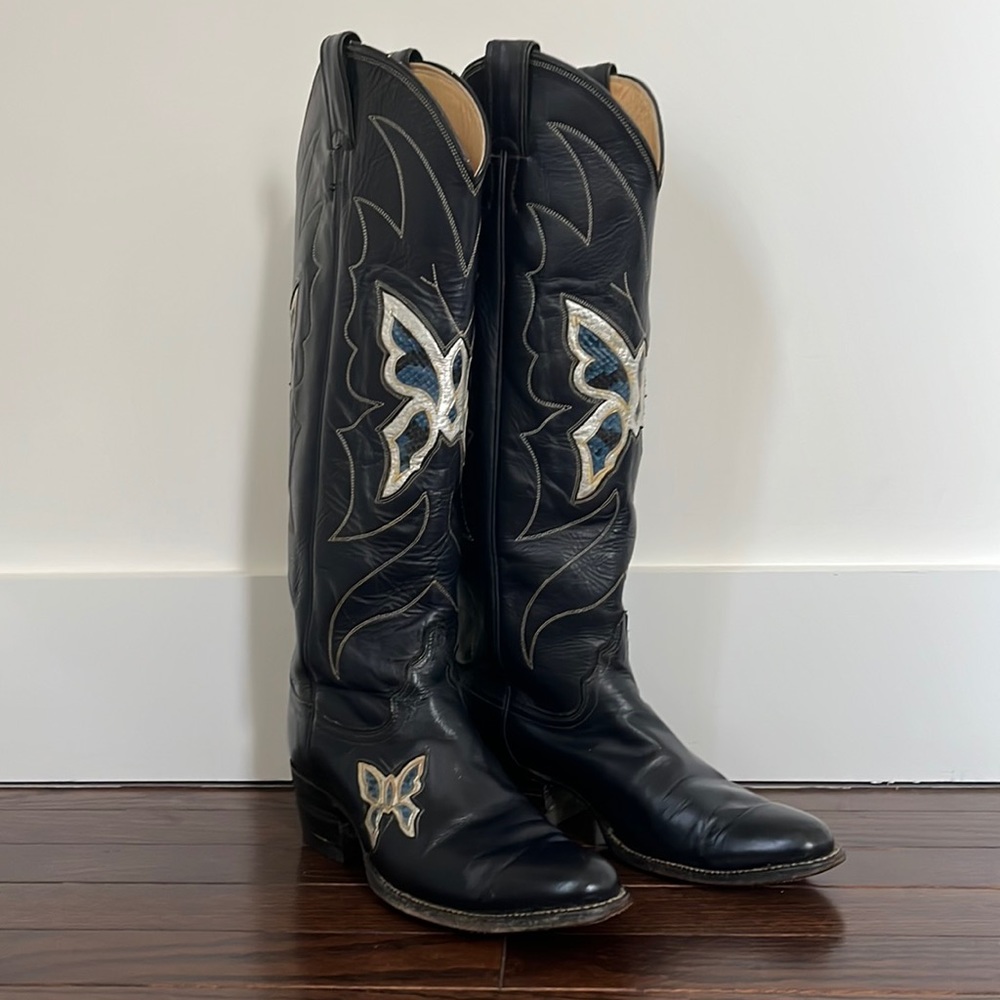 Rare Vintage Snakeskin Butterfly Justin Anniversary Cowboy Boots
